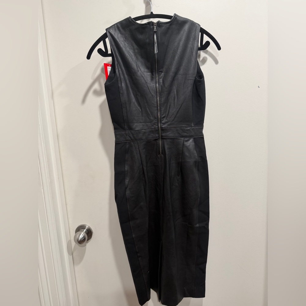 SPANX Black Faux Leather Panel Dress NWT - Picture 3 of 5